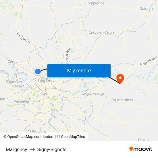 Margency to Signy-Signets map