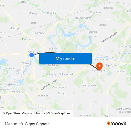 Meaux to Signy-Signets map