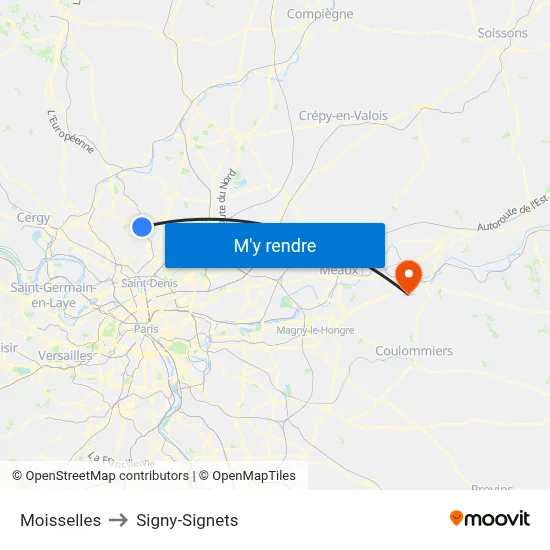 Moisselles to Signy-Signets map