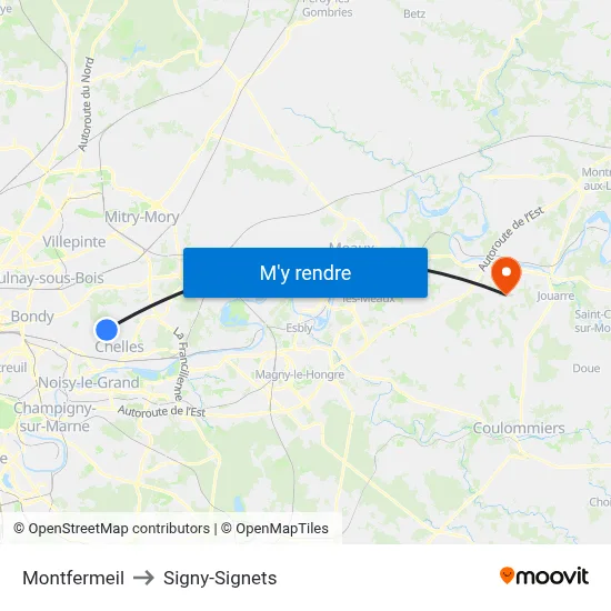 Montfermeil to Signy-Signets map
