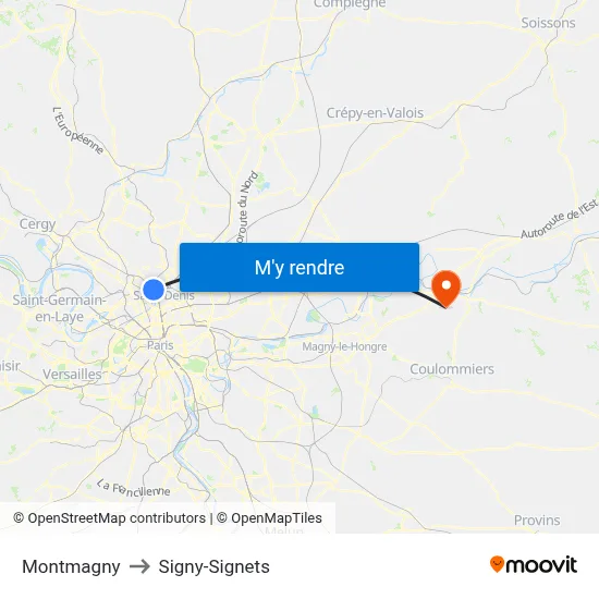 Montmagny to Signy-Signets map