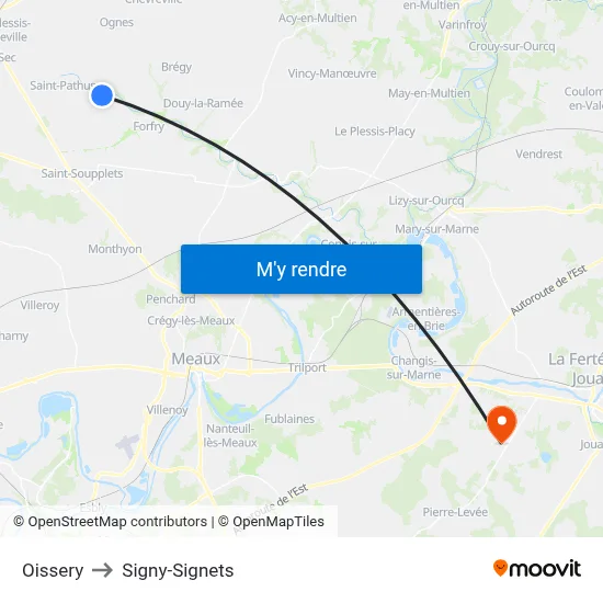 Oissery to Signy-Signets map