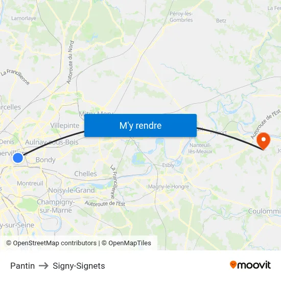 Pantin to Signy-Signets map