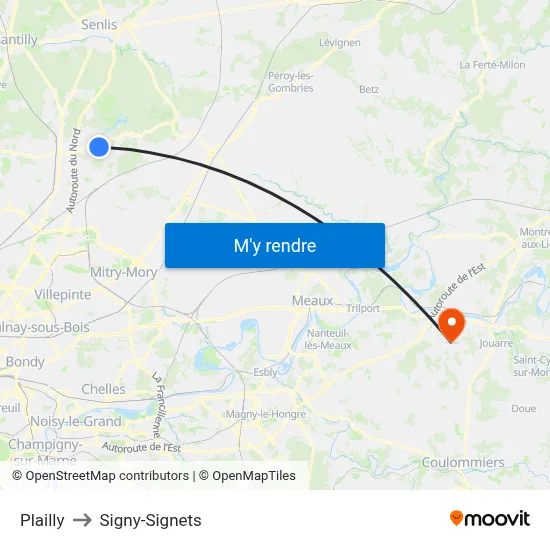 Plailly to Signy-Signets map