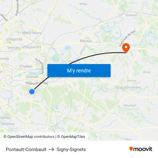 Pontault-Combault to Signy-Signets map