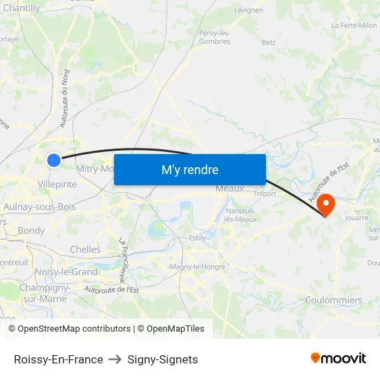 Roissy-En-France to Signy-Signets map