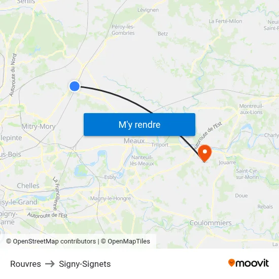 Rouvres to Signy-Signets map