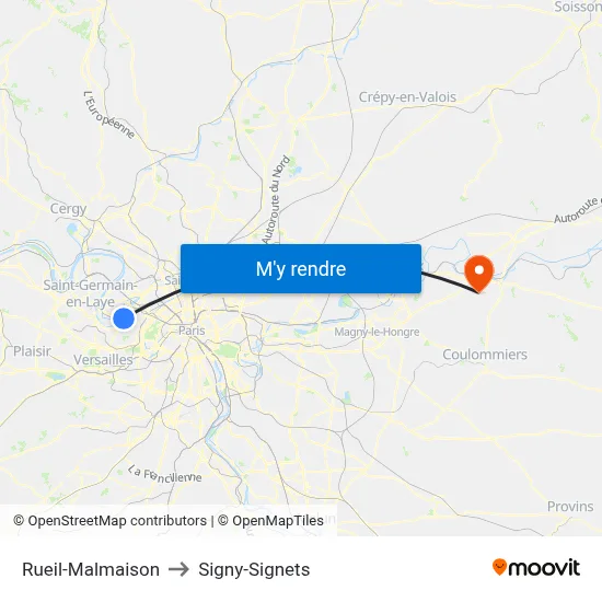 Rueil-Malmaison to Signy-Signets map