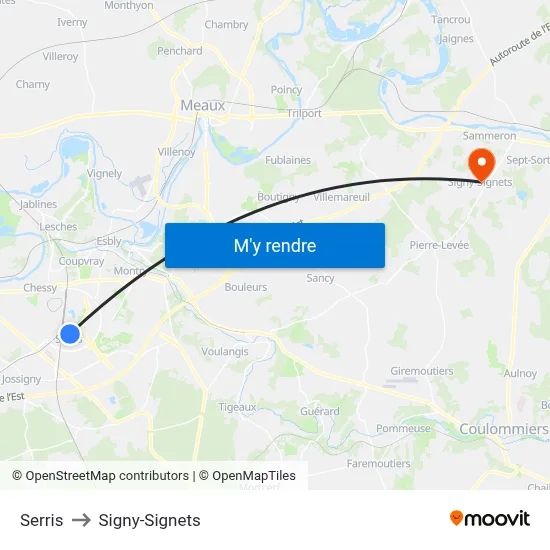 Serris to Signy-Signets map