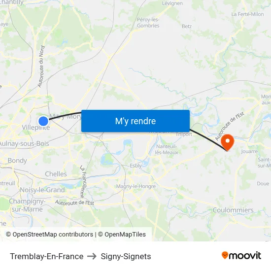Tremblay-En-France to Signy-Signets map