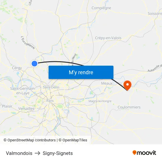 Valmondois to Signy-Signets map