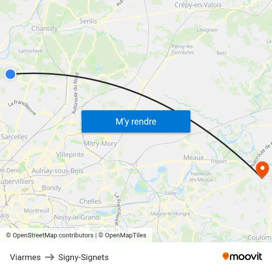 Viarmes to Signy-Signets map