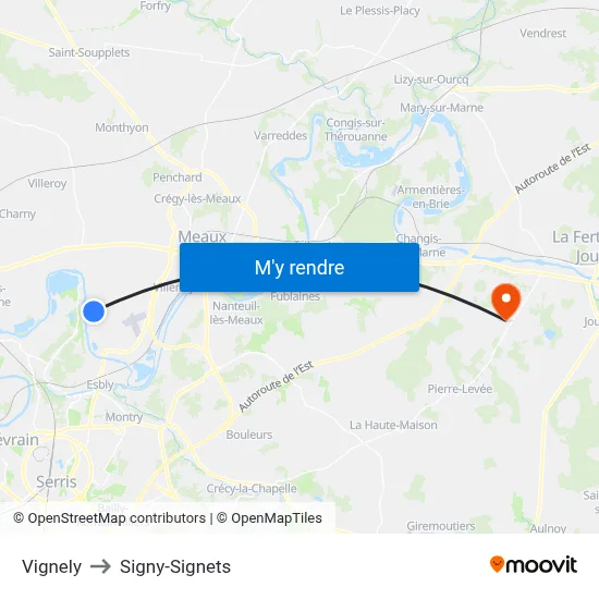 Vignely to Signy-Signets map