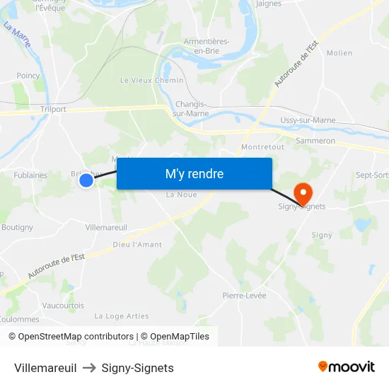 Villemareuil to Signy-Signets map