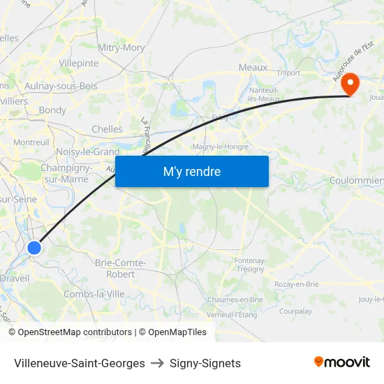 Villeneuve-Saint-Georges to Signy-Signets map