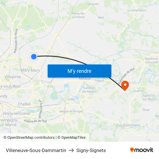 Villeneuve-Sous-Dammartin to Signy-Signets map