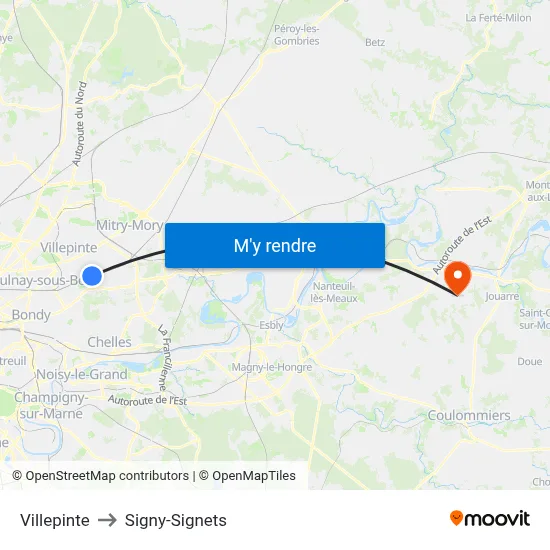 Villepinte to Signy-Signets map