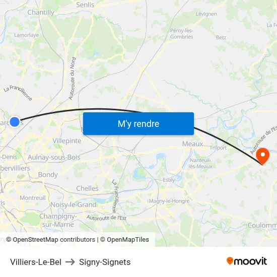 Villiers-Le-Bel to Signy-Signets map