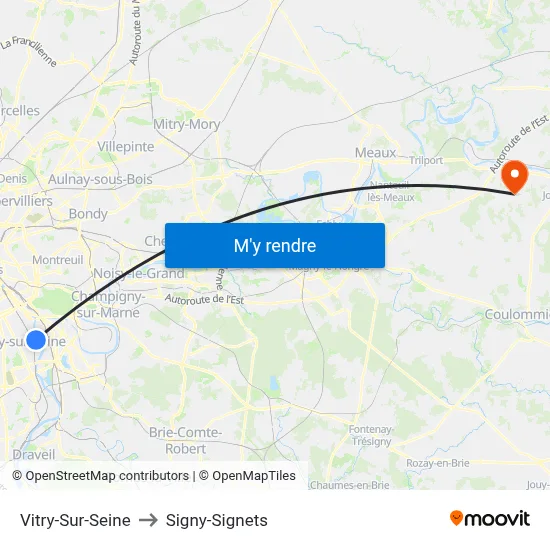 Vitry-Sur-Seine to Signy-Signets map
