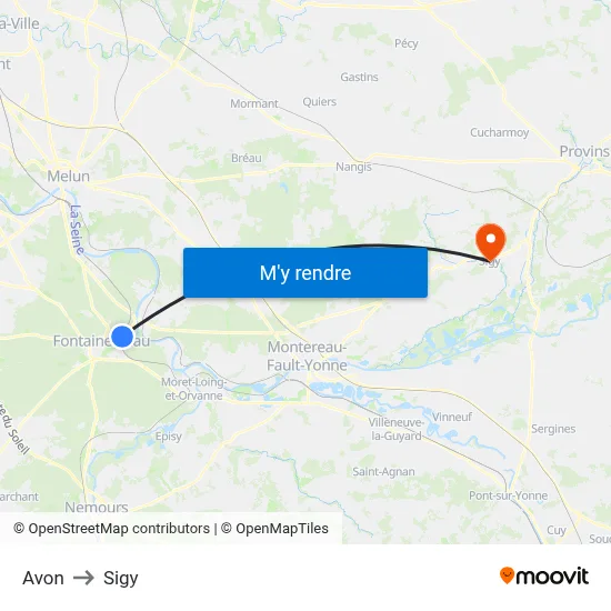 Avon to Sigy map
