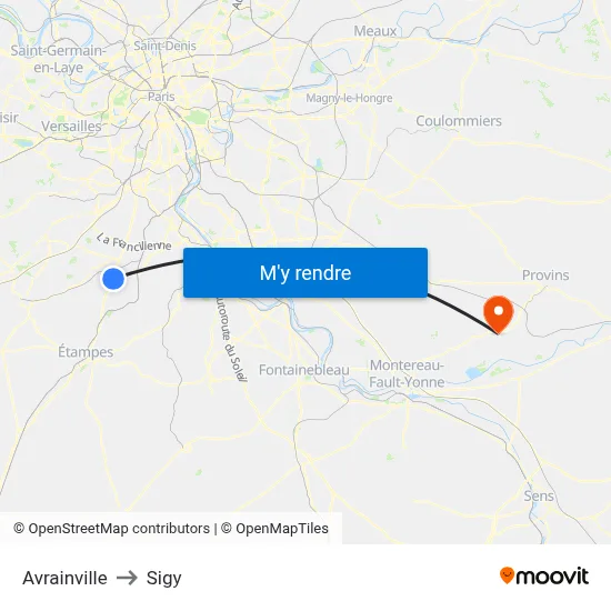 Avrainville to Sigy map