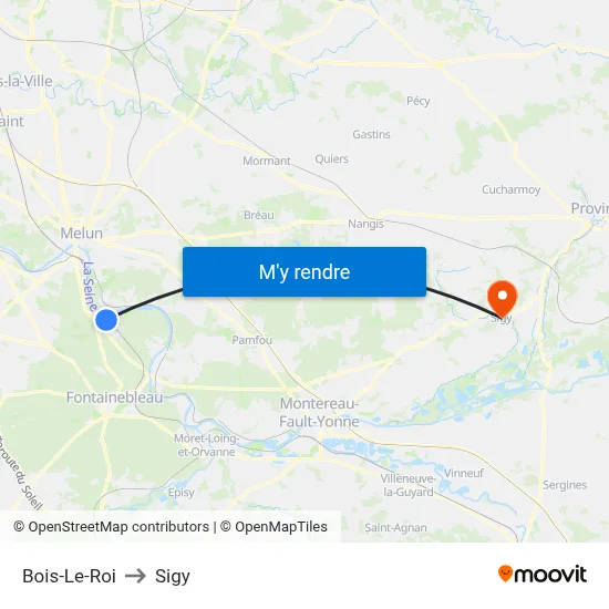 Bois-Le-Roi to Sigy map