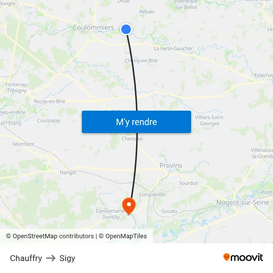 Chauffry to Sigy map