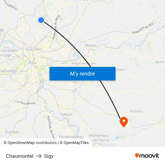 Chaumontel to Sigy map