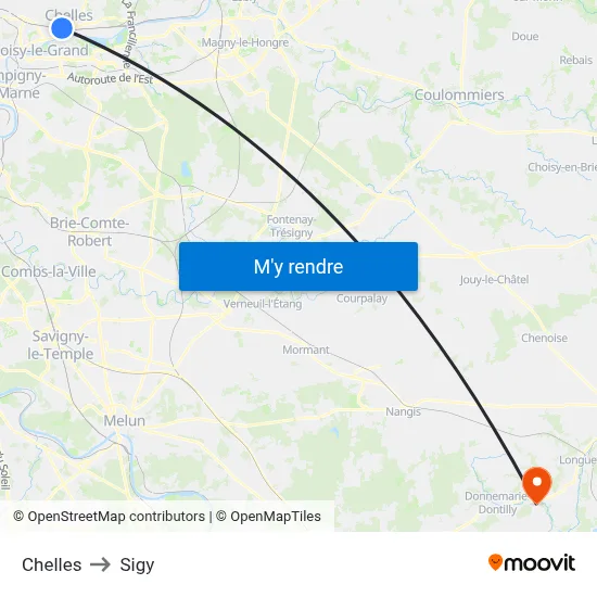 Chelles to Sigy map