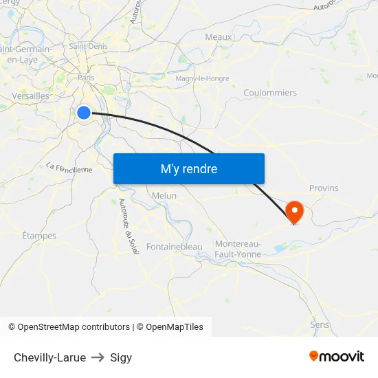 Chevilly-Larue to Sigy map