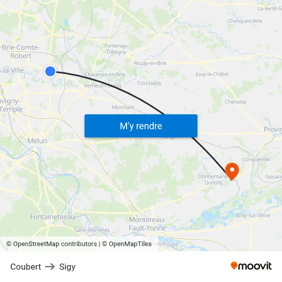 Coubert to Sigy map