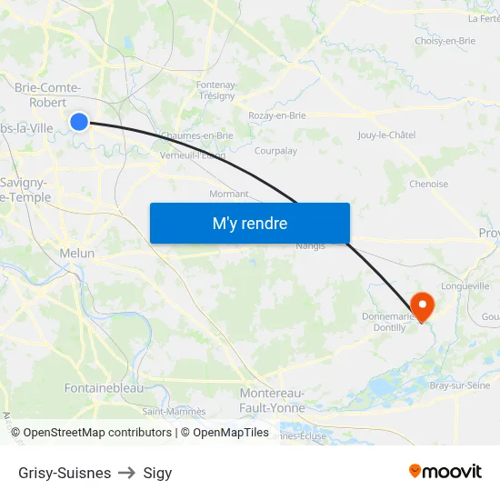 Grisy-Suisnes to Sigy map