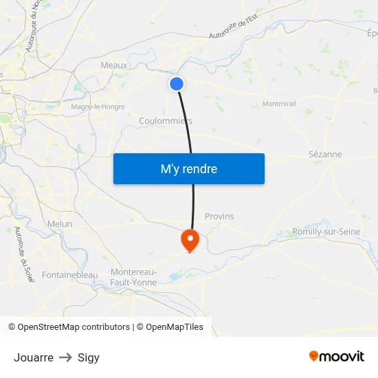 Jouarre to Sigy map