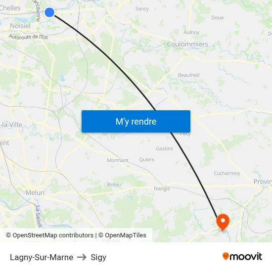 Lagny-Sur-Marne to Sigy map