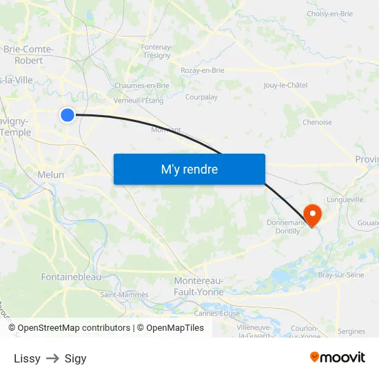 Lissy to Sigy map
