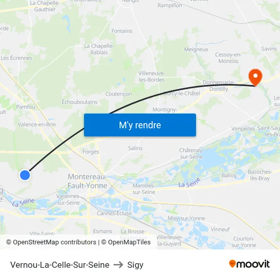 Vernou-La-Celle-Sur-Seine to Sigy map