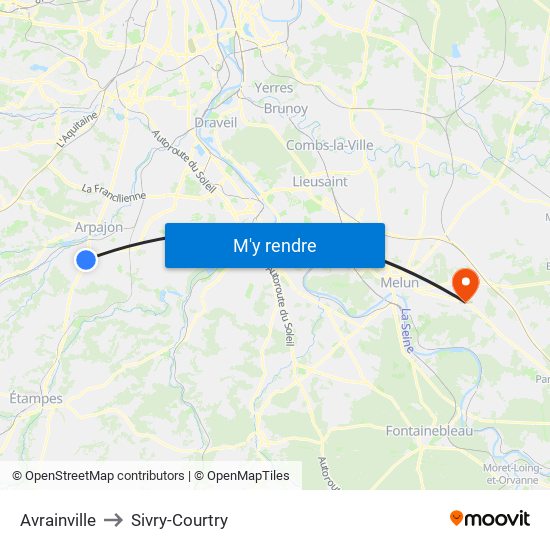 Avrainville to Sivry-Courtry map