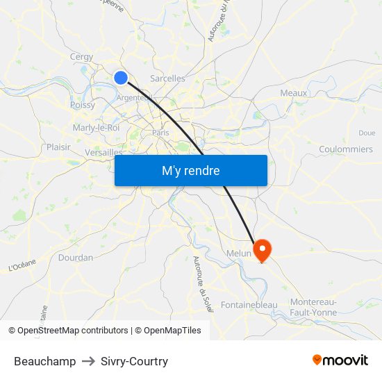 Beauchamp to Sivry-Courtry map