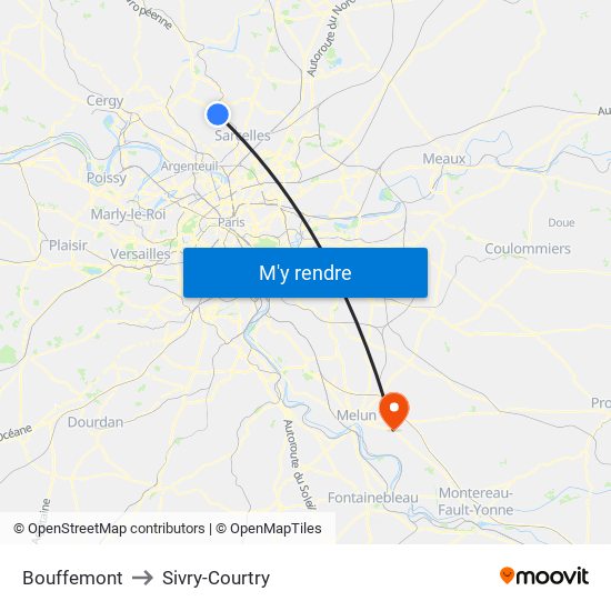 Bouffemont to Sivry-Courtry map