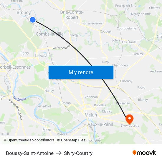 Boussy-Saint-Antoine to Sivry-Courtry map