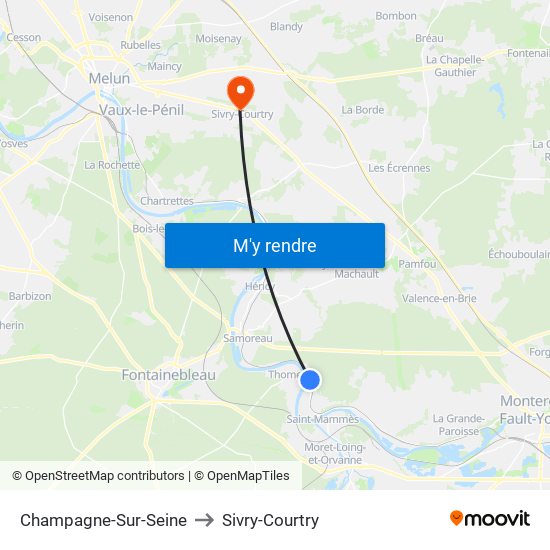 Champagne-Sur-Seine to Sivry-Courtry map