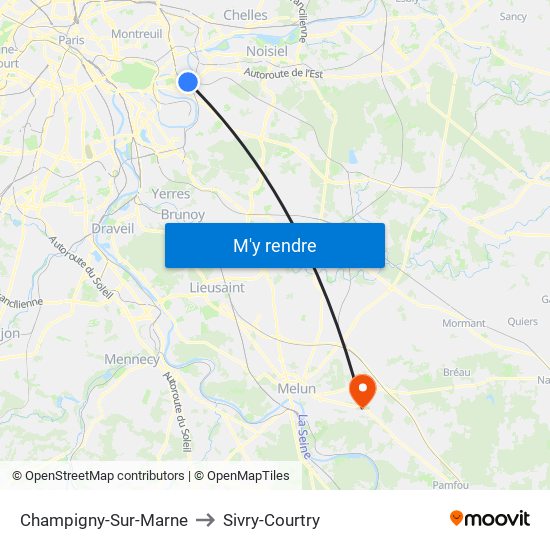 Champigny-Sur-Marne to Sivry-Courtry map