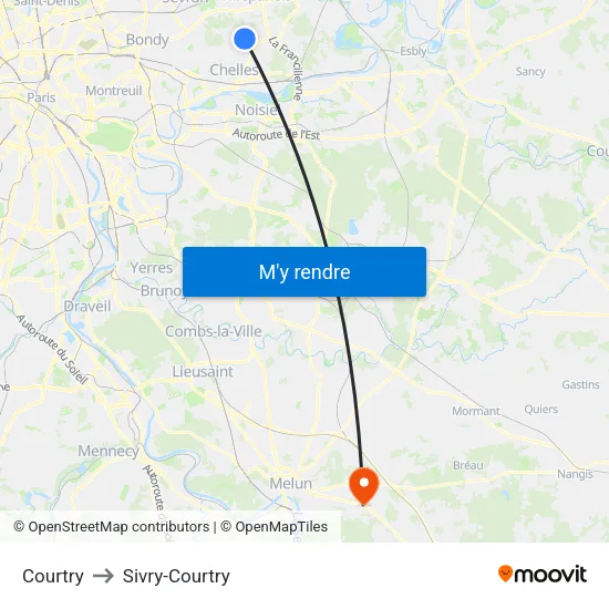 Courtry to Sivry-Courtry map
