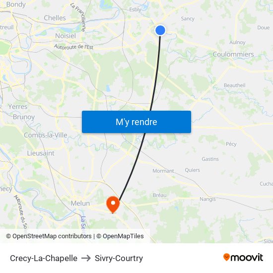 Crecy-La-Chapelle to Sivry-Courtry map