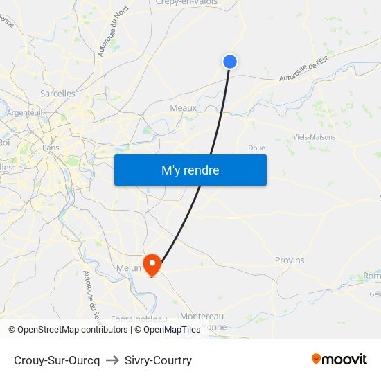 Crouy-Sur-Ourcq to Sivry-Courtry map