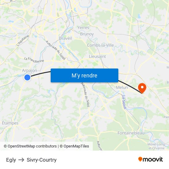 Egly to Sivry-Courtry map