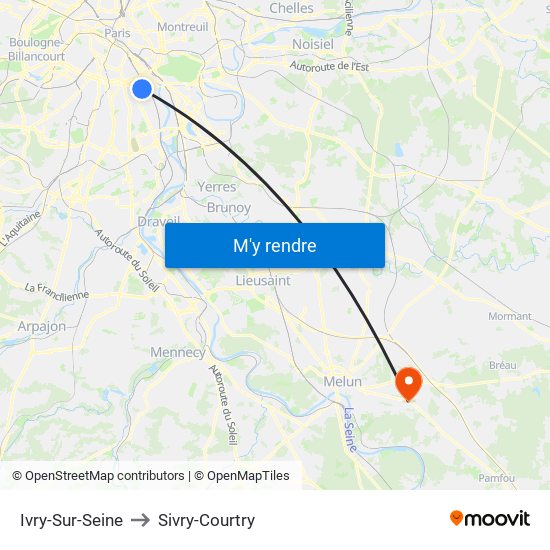 Ivry-Sur-Seine to Sivry-Courtry map