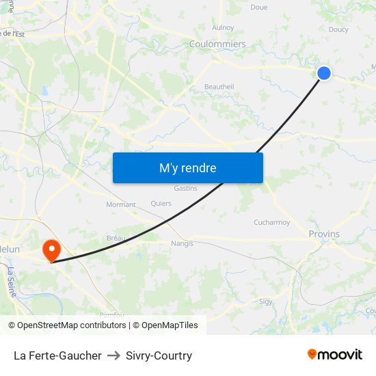 La Ferte-Gaucher to Sivry-Courtry map