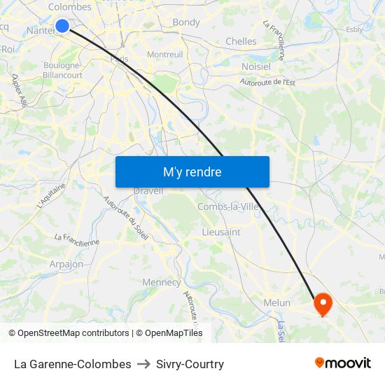 La Garenne-Colombes to Sivry-Courtry map