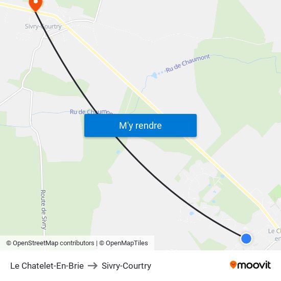 Le Chatelet-En-Brie to Sivry-Courtry map